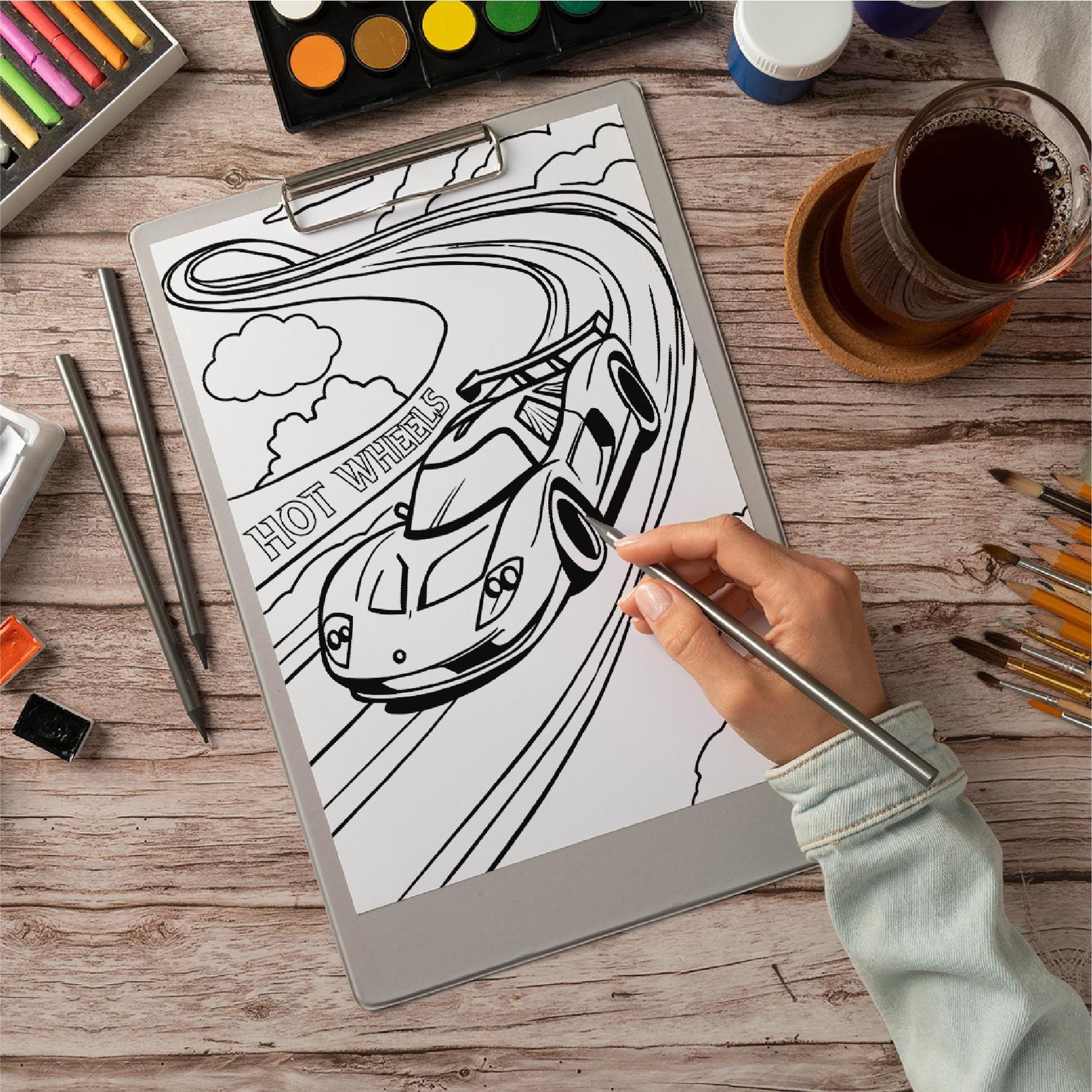 Racing Car Coloring Pages Set | Printable Hot Wheels-inspired Coloring ...