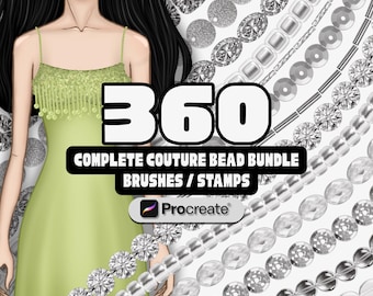 Procreate Gem Broderie Diamant Brosses Bijoux Sparkle Strass 3D Brosse Mode Perles Détail Timbre Kit De Mode