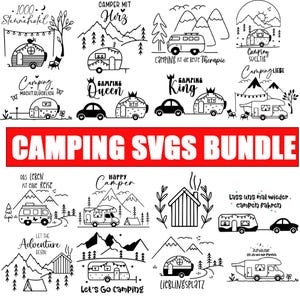 Camping Svg Bundle | Boho Camping Svg | Happy Camper and Campfire Cut Files for Cricut and Silhouette | Adventure Svg Designs