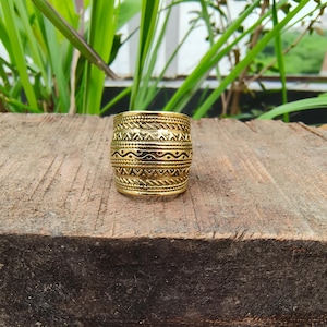 Tribal Brass Ring | Wide Boho Adjustable Ring for Women | Handmade Ethnic Brass Jewelry | Statement Ring | Festival Ring | Gift for Her
