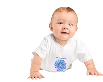 Mandala Baby Tee, Meditation Infant Shirt, Mindfulness Kids Clothing, Baby gift, blue