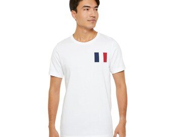 French Flag Minimalist Adult T-Shirt | Can be matched with onesie, toddler and child T-shirts