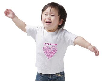 La Vie En Rose Infant Tee, Floral Heart, fine Jersey T-shirt, Baby gift