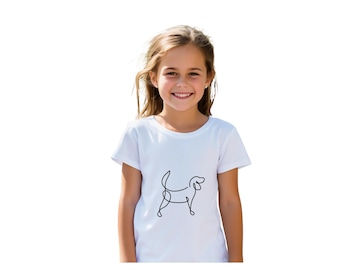 Dog Line Drawing Kids Tee, Childrens gift, minimalist dog drawing