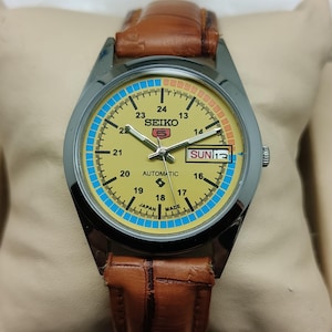 Refurbished Vintage Seiko 5 Automatic Watch: Yellow Dial, Stainless Steel