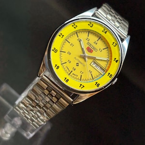 Classic Refurbished seiko 5 vintage yell dial men&#39;s wrist watch