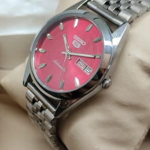 Automatic seiko 5 refurbished watch 37mm blue dial day/date ready to wear 17 jewels Men&#39;s wrist watch 6309A