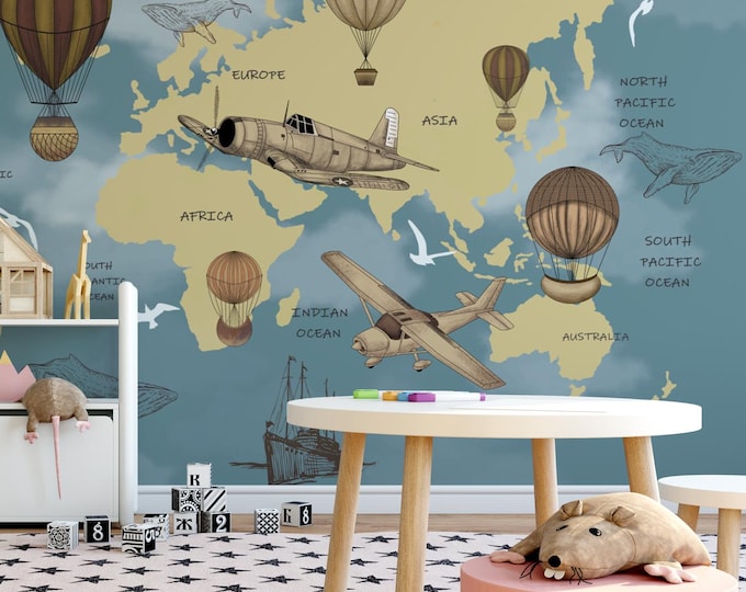 Vintage World Map Canvas Print: Adventure Travel Wall Art