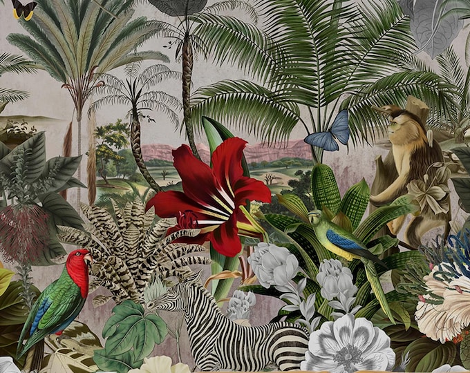 Jungle Safari Mural: Removable Peel & Stick Animal Wallpaper