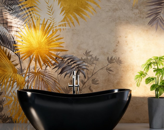 Tropical Forest Peel and Stick Wallpaper Mural: Botanical Wall Art