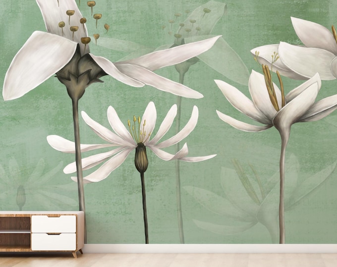 White Flower Art Print: Botanical Wall Decor, Peel & Stick Canvas Alternative