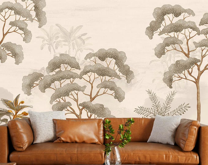 Vintage Botanical Wall Mural: Removable Floral Forest Wall Art