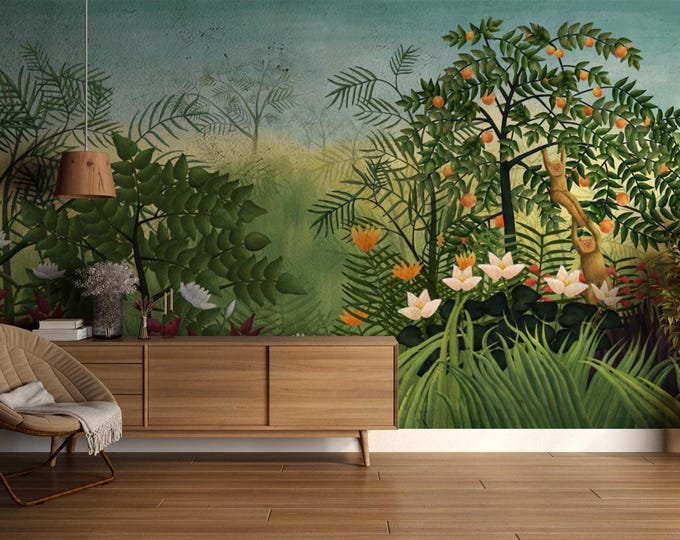 Tropical Rainforest Canvas Wall Art: Peel & Stick Botanical Mural