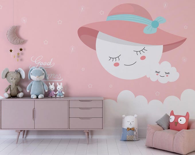 Pink Cartoon Canvas Wall Art: Starry Good Times Decor