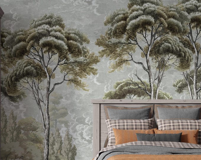 Pastoral Forest Wallpaper Mural: Peel and Stick Wall Art