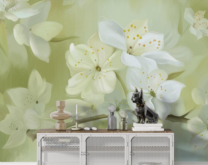 White Floral Canvas Print: Modern Minimalist Wall Art