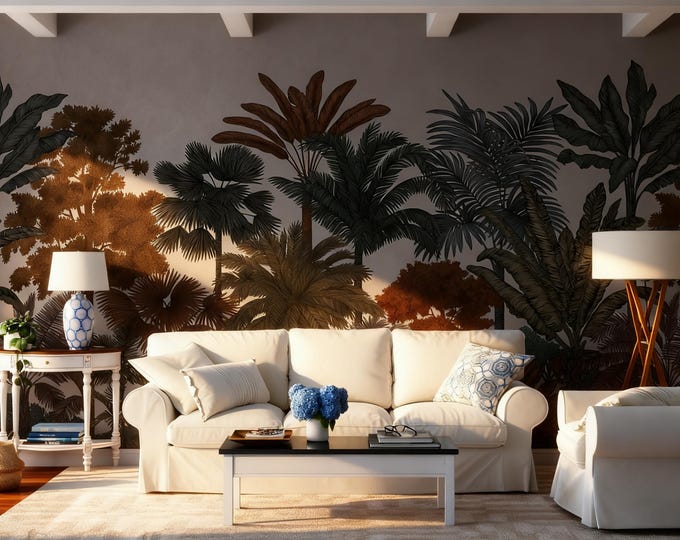 Tropical Forest Wallpaper Mural: Peel and Stick Wall Decal