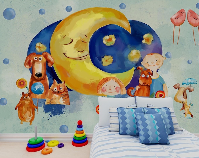Watercolor Puppy Mural: Peel & Stick Nursery Wall Decal