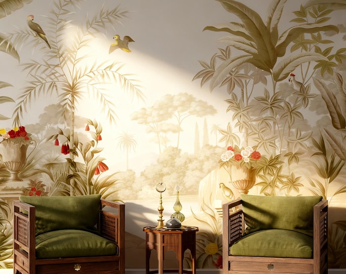 Tropical Palm Tree Wallpaper Mural: Exotic Jungle Peel and Stick