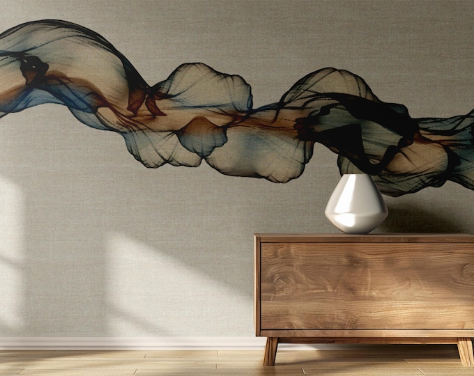 Watercolor Smoke Wallpaper Mural: Boho Abstract Fingerprint Print