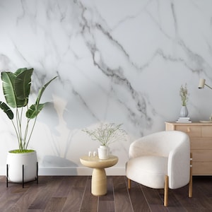 Elegant White Marble Texture Wallpaper Mural: Peel & Stick or Non-Woven