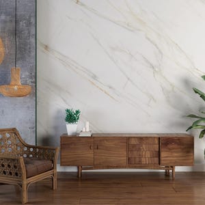 White Marble Texture Wallpaper Mural: Elegant Veined Wall Art