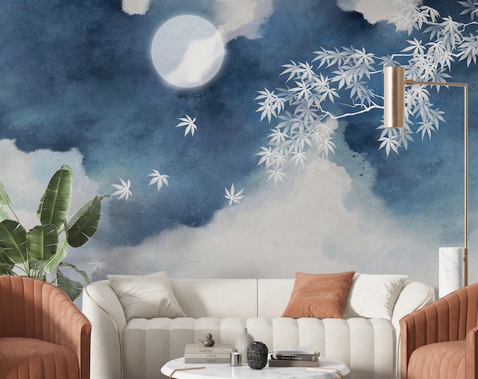 Chinoiserie Wall Mural: Oriental Ink-Wash, Peel and Stick Removable Wallpaper