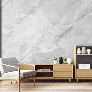 White Marble Texture Wallpaper Mural: Elegant Gray Veins, Modern Decor