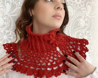 Crochet Pattern: Scarlet's Lace Neckwarmer, crochet capelet, statement scarf,crochet neckwarmer,mori girl,old world crochet,woodland crochet