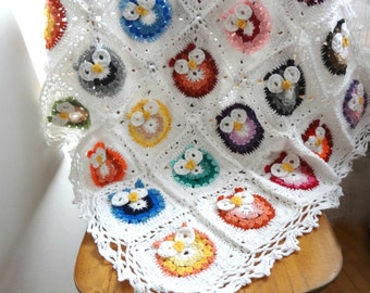 DIGITAL CROCHET PATTERN Owl Crochet Baby Blanket,photo tutorial, crochet owl pattern, crochet owl, baby blanket, afghan, heirloom