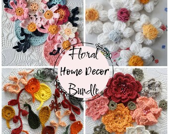 Crochet Pattern Bundle: Flower Necklaces, crochet necklaces, crochet flowers, flower necklaces, DIY crochet pattern