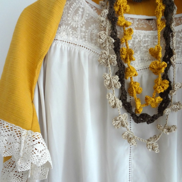CROCHET PATTERN Bohemian Flowers Necklaces, crocheted necklace, ruffled necklace, flower necklace, gradient necklace, DIY, crochet pattern