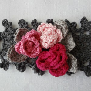 CROCHET PATTERN Sweet Roses Bracelet PDF Pattern photo tutorial, crochet pattern, crochet bracelet, crochet cuff,corsage, roses image 2