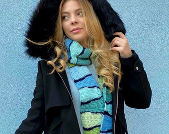 CROCHET PATTERN Waves Scarf,crocheted scarf,scarf, winter scarf, textured scarf, geometric scarf,scarf pattern,boho scarf, neckwarmer,