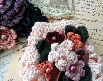 Brontë Crochet Cuff Pattern,romantic cuff,crochet bohemian cuff,flower cuff, beaded jewelry,boho cuff,crochet cuff, wrist cuff,wrist jewelry