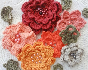 CROCHET PATTERN: Autumnal Rhapsody, Irish crochet,irish crochet roses, crochet leaves, crochet accents, crochet appliques, leaves