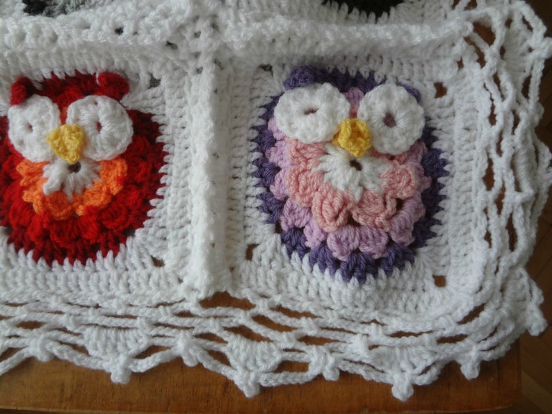 DIGITAL CROCHET PATTERN owl Blanket,crocheted blanket pattern,photo tutorial,crochet owl pattern,crochet owl, colorful blanket image 5