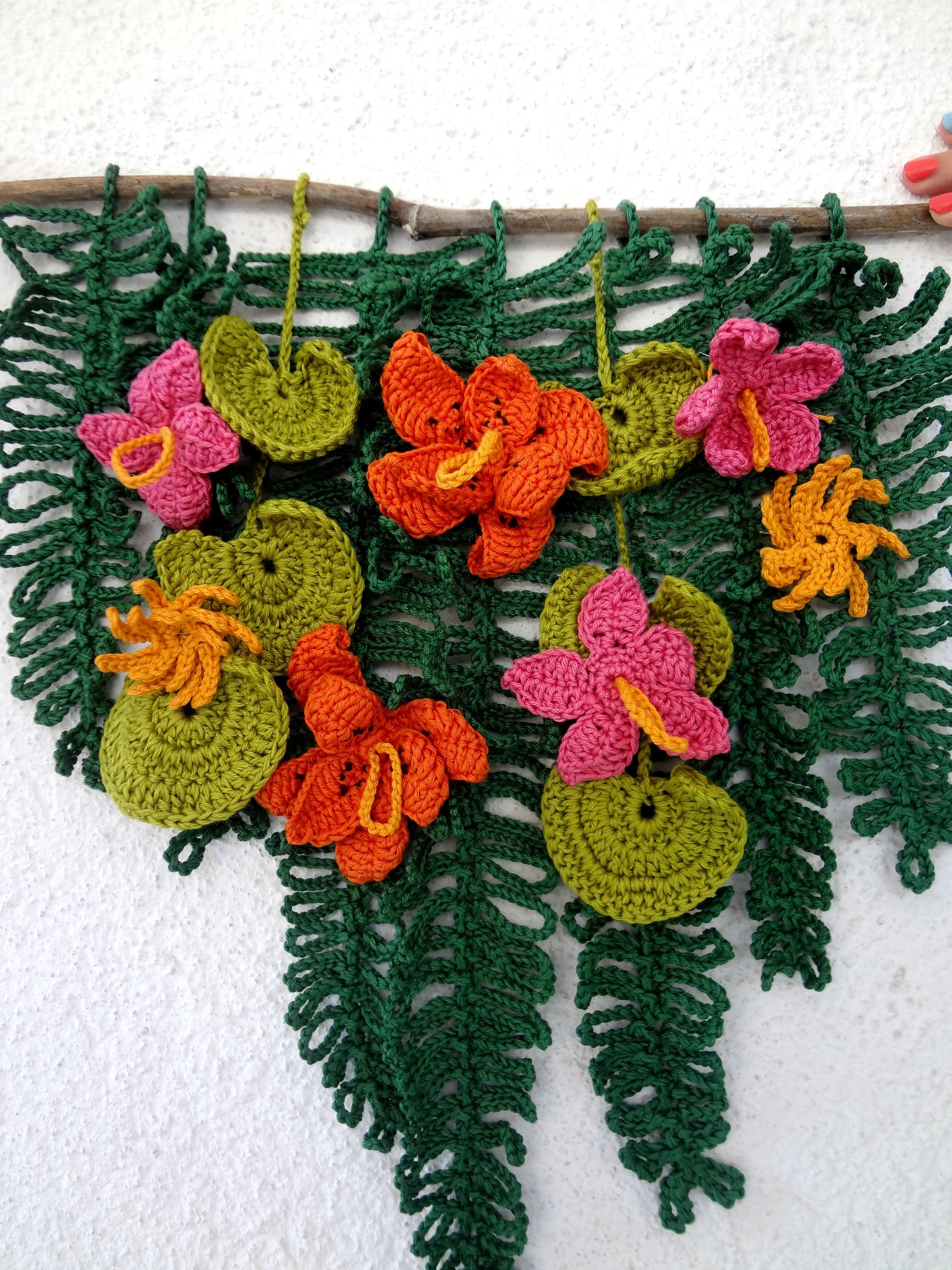 Crochet Pattern Tropical Wall Hangingtropical Decor Home Etsy