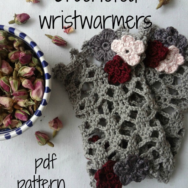 Crochet Pattern Wrist warmers - crocheted wrist warmers, crochet warmers, crochet cuffs, a photo tutorial, fingerless gloves,