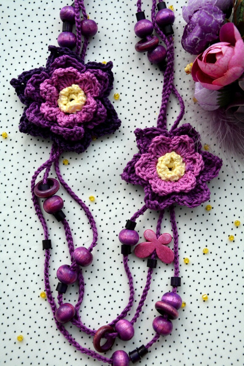 CROCHET PATTERN Flower Rhapsody Necklace Crochet Etsy