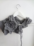 Yvette Crochet Scarflette & Hat-asymmetrical scarf, statement scarf, crochet scarf, cloche hat, scarf hat set, vintage inspired, crochet hat product logo