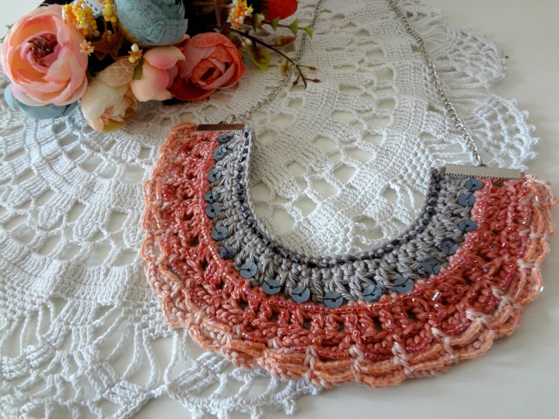 CROCHET PATTERN Tribal Necklace Pattern crochet and bead necklace, bib necklace, bohemian, ethnic, gypsy jewelry,native american, tribal image 3