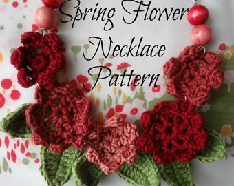 CROCHET PATTERN  Springflower necklace #2 - crocheted necklace, crochet flowers, flower necklace, crochet pattern, photo tutorial