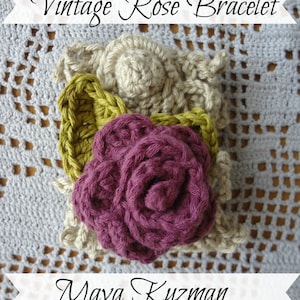 CROCHET PATTERN Vintage Rose Bracelet PDF Pattern photo tutorial, crochet pattern, crocheted bracelet, corsage, headband image 2