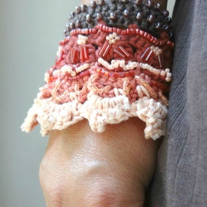 CROCHET PATTERN Turkish Delight Cuff PDF Crochet Pattern crocheted cuff, bracelet,crocheted accessory,crocheted lace, a photo tutorial, image 4