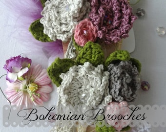 CROCHET PATTERN  Bohemian Brooch Pattern- PDF Crochet Pattern - crocheted brooch, flower brooch, crocheted  accessory, a photo tutorial