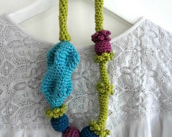 Freya Crochet Necklace,bohemian necklace,bohemian design,beaded necklace,boho necklace,bib necklace, crochet necklace, crochet tube necklace