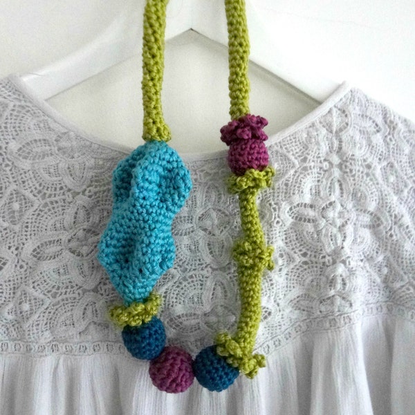 Freya Crochet Necklace,bohemian necklace,bohemian design,beaded necklace,boho necklace,bib necklace, crochet necklace, crochet tube necklace