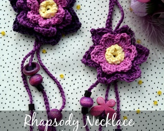 CROCHET PATTERN Flower Rhapsody Necklace - crochet flowers,crochet necklace,crochet pattern, romantic, bohemian, digital download