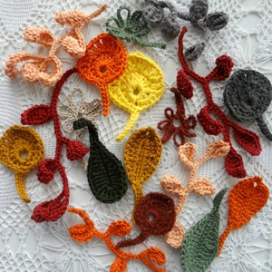 Crochet Autumnal Leaves, crochet leaf, leaf pattern, fall leaves,falling vines,crochet vines, crocheted leaves, fall decorations image 1